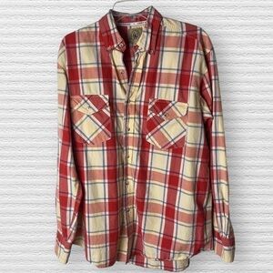 Men’s Cowboy Hardware long sleeve plaid shirt size large western country rodeo